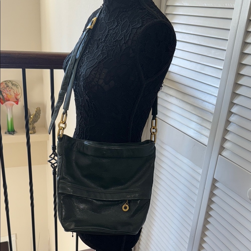 Perlina Green Leather Crossbody Bag